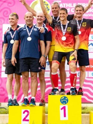 26.10.2019: Triathle WM in St. Petersburg/Florida, Sieg für Hans-Jörg Kuck mit der Mannschaft im Triathle (Foto: Kristoph Kuruc)